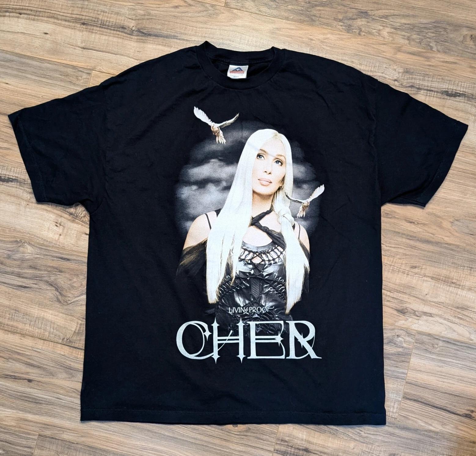 Vintage 2003 Cher Living Proof Farewell Tour Black Rock Band Concert T-Shirt 2XL L