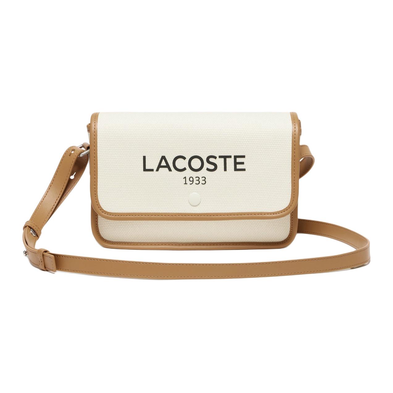 Lacoste Heritage Letter Pattern Magnetic Closure Cotton Canvas Crossbody Shoulder Bag Women bags Brown NF4507TD-K02 Tan 17290₽