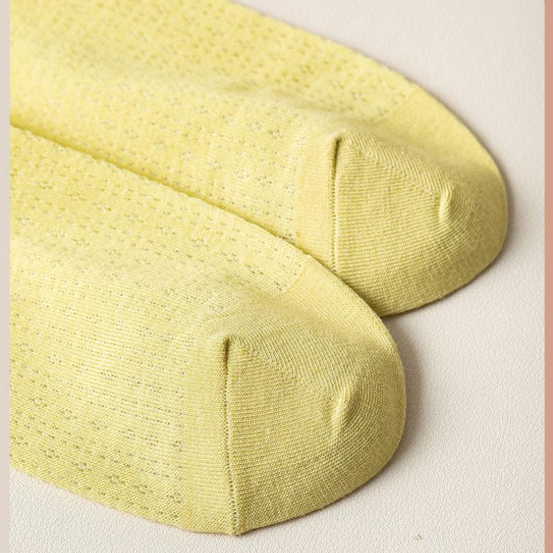 Lot de 5 paires de chaussettes Harajuku pour femme, couleur unie, en coton respirant, style tube central, collection printemps-été