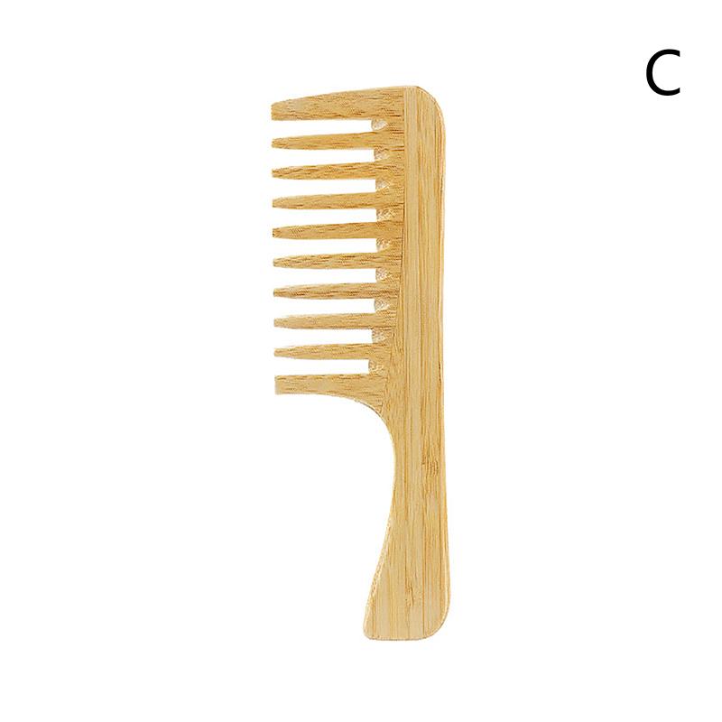 1Pcs Natural Bamboo Wooden Hair Comb Anti-Static Afro Fork Combs For Women Round Wide Tooth Wood Comb