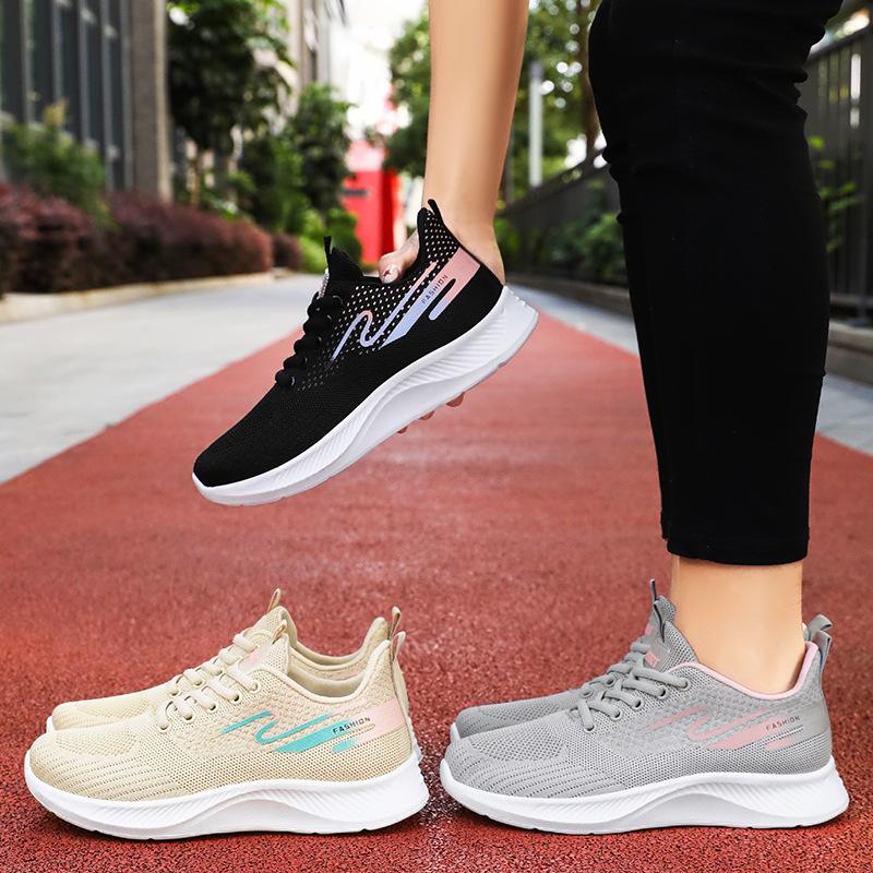 Shoes women's summer versatile mesh breathable single shoes Korean version lace-up soft-soled running sneakers