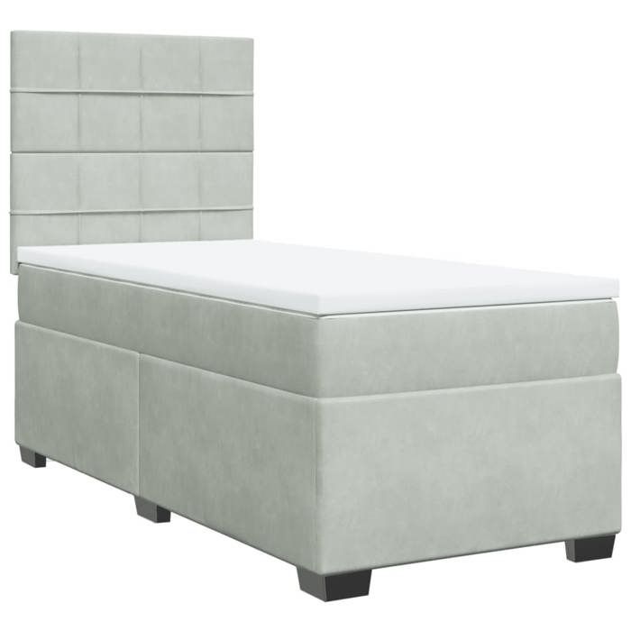 Maison Exclusive - Sommier à lattes de lit et matelas Gris clair 90x190 cm Velours