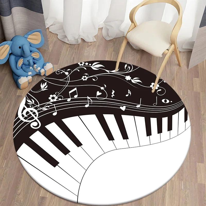 Music Note Round Carpet for Living Room Area Rugs Kids Carpets Non-slip Floor Mat for Kids Bedroom Carpet Children's Play Mats