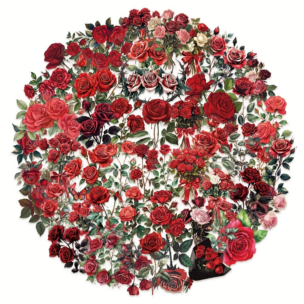 

50PCS Retro Red Rose Graffiti Stickers for Mobile Laptop Water Cup Plate Scrapbook Personalized Decorative Stickers As Picture