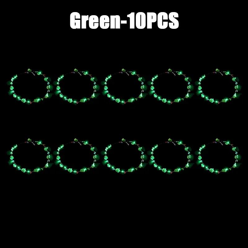 60 Adet Çiçek Çelenk Parlayan 10 LED'li Başlık Çelenk Taç Çiçekli Saç Bandı Parlayan Çelenk Düğün Partisi Noel Çelengi İçin