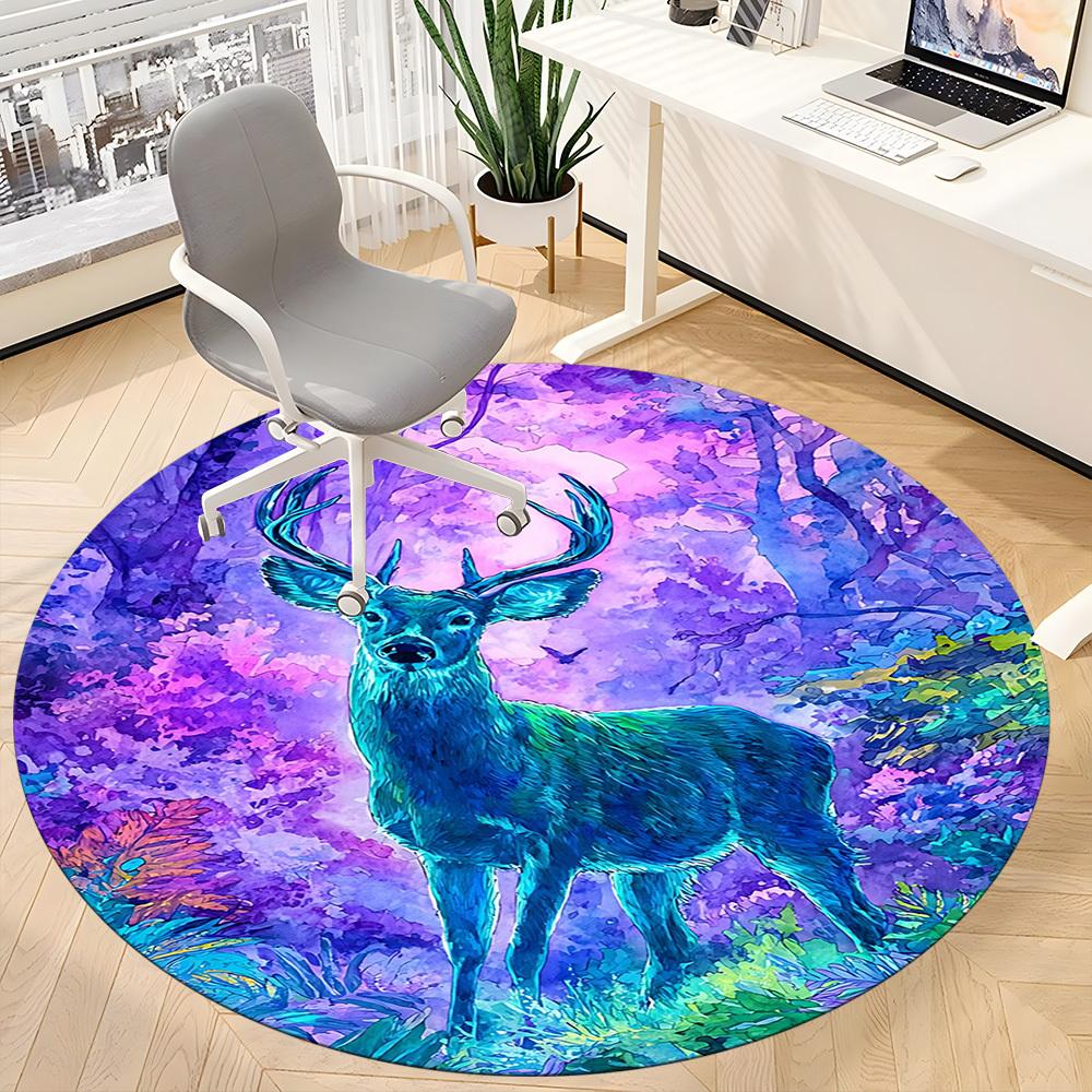 1pc Deer Forest Print Chair Carpet for Office, Soft Flannel Throw Mat, Perfect for Office,Holiday Party Decoration Choice Yy251113066