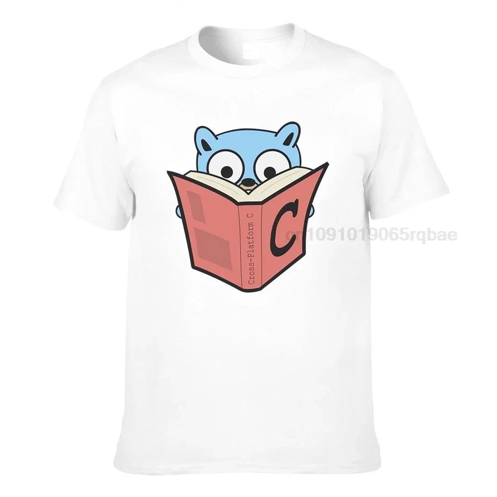 Go Gopher With C Book Tshirt Unisex Golang Unique Pure Cotton Tee Shirt Crew Neck Classic Short Sleeve T Shirt Unique Clothes