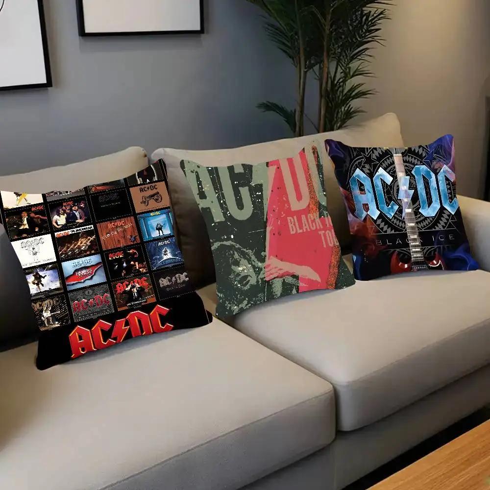 AC DC Vintage Heavy Metal Music Pillow Case Square Pillow Bedroom Sofa Leisure Comfort Cushion Car Living Room Home Decoration