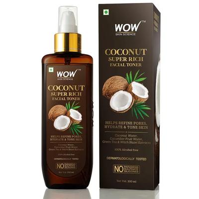 Wow Skin Science Coconut Super Rich Facial Toner zur Feuchtigkeitsversorgung und Straffung der Haut – für alle Hauttypen – ohne Parabene, Sulfate und Silikone, 200 ml