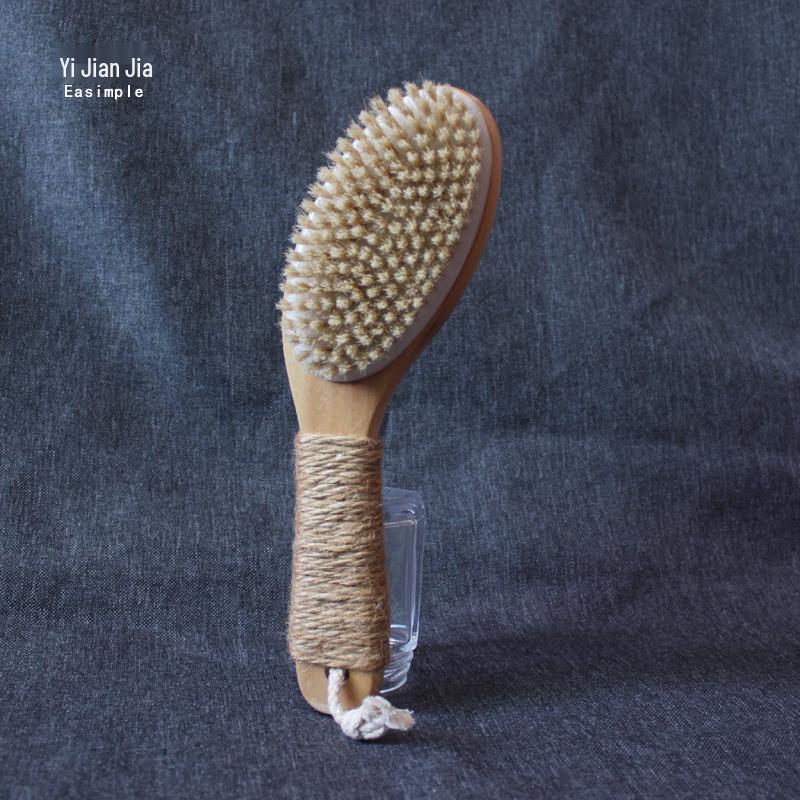Popular Solid Wood Boar Bristle Bath Brush - Chicken Leg Shape, Exfoliating Dry Body Brush & Back Scrubber.