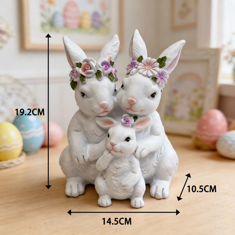 Resin Easter Bunny Figurines, Simple Leisure Cartoon Rabbit Statue, Festive Tabletop Decor for Home Living Room Garden Ornament.