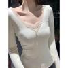 260g Cotton Modal V-Neck Two-Piece Style Slimming Lace Tie-Up Base Layer Top