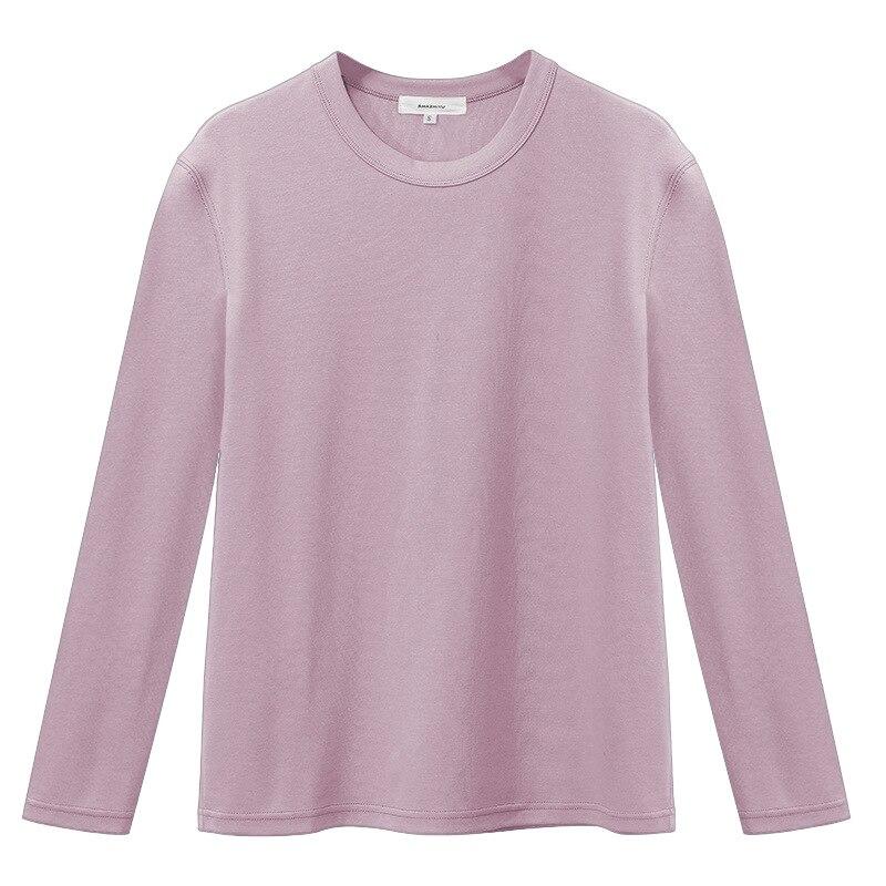 Johnature Einfache Feste Farbe Frauen Tops Casual Lose Volle Hülse Baumwolle Render Weibliche T-shirts