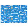 Miwaki Fabric Placemat for Boys, Kindergarten, Nursery School, Simple, School Lunch Mat, Cotton, Deep-Sea Fish Design, Name Tag Included, Made In Japa