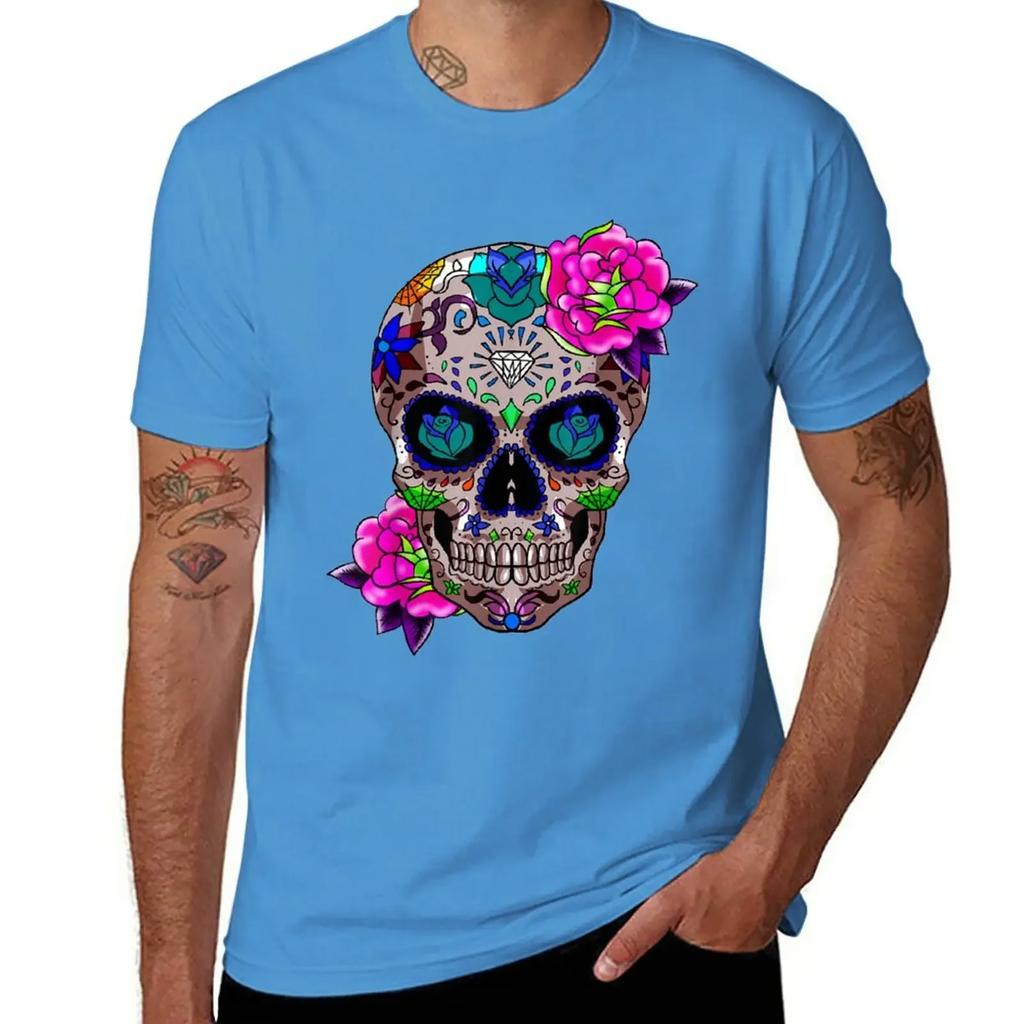 Sugar Skull Day Of The Dead Cool Bone Head Skulls Gift Idea T-Shirt Customizeds Quick-drying T Shirts Men