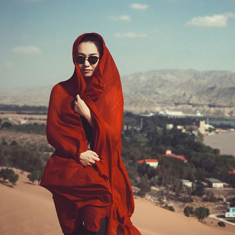 

BohèMe Style Solid Color Scarf, Lightweight Breathable Windproof Beach And Desert Travel Stole, Sun Protection Cloak