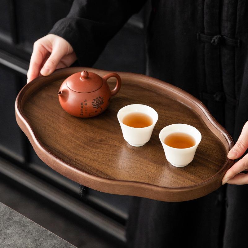 Chinese Style Bamboo Decorative Serving Tray Smooth Surface Tea Tray Vintage Fruit Platter Afternoon Tea Coffee Dessert Plate