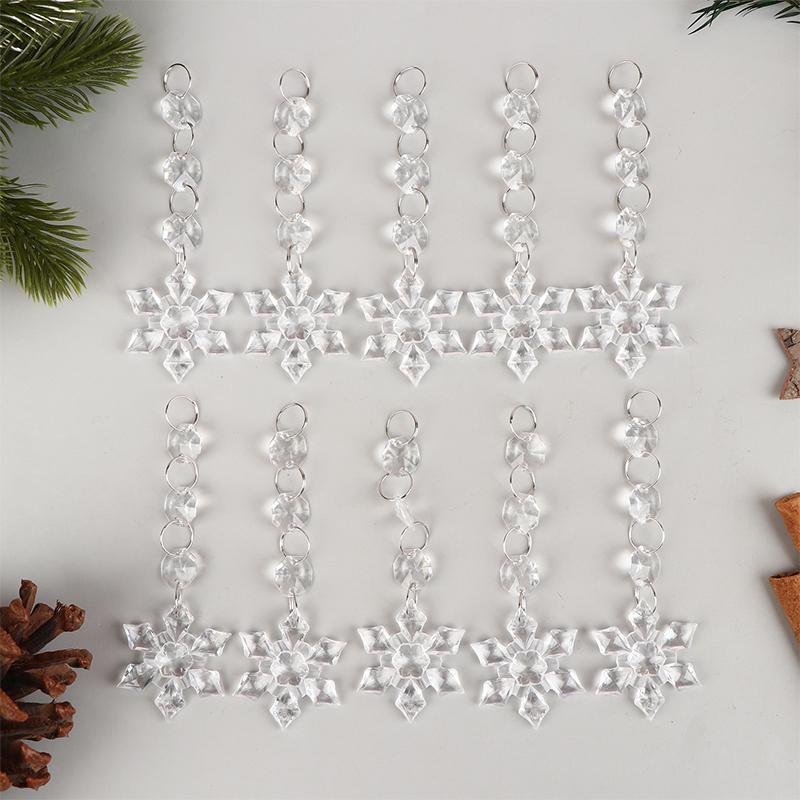 10/30Pcs Snowflake Christmas Ornaments Prism Ice Crystals For Christmas Tree Hanging Clear Acrylic Snowflake Decor