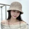 Wool Knitted Fisherman Hat for Women in Autumn and Winter Small Face  Warm  Ear Protecting Basin Hat Korean Version  Versatile Solid Color Bucket Hat