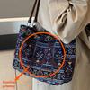 Geometrische Canvas-Handtasche im Ethno-Stil - Modische Damen-Schultertasche mit großem Fassungsvermögen für Reisen & Pendeln
