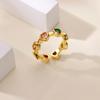 Colored Zircon Stainless Steel Heart Rings For Women Gold Color Heart Opening Ring Wedding Christmas Jewelry Gift