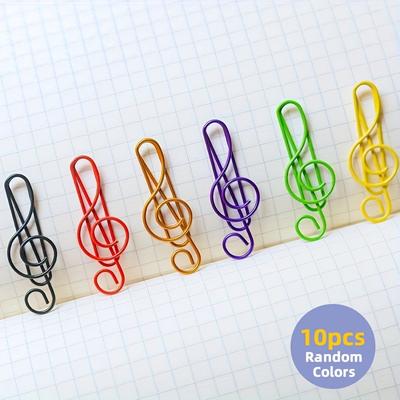 10pc Colorful Musical Note Shape Paper Clips,Document Organizer Paper Clips,Bookmark Stationery School Office Supply Clip Holder