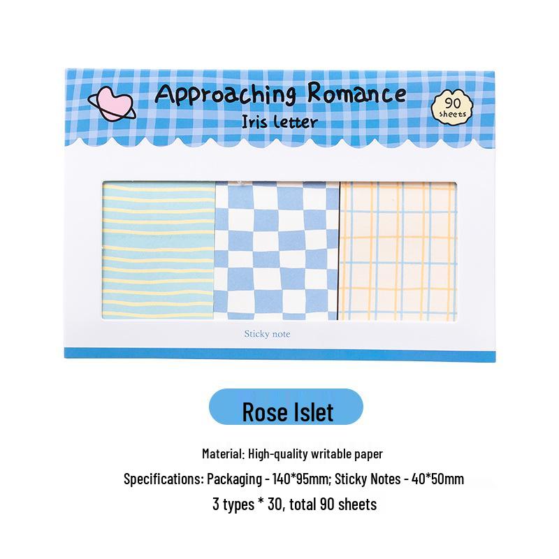 Romantic Plaid Sticky Notes: Korean Style Tearable Square Markers in 8 Designs