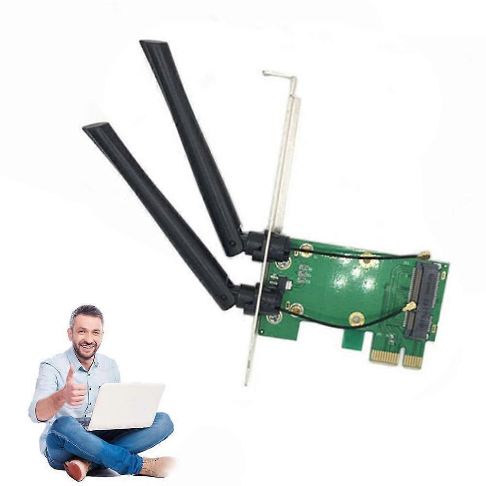 Wireless Wifi Network Card Mini PCIE To PCI-E 1X+ 2 G6 Adapter Antenna NIC