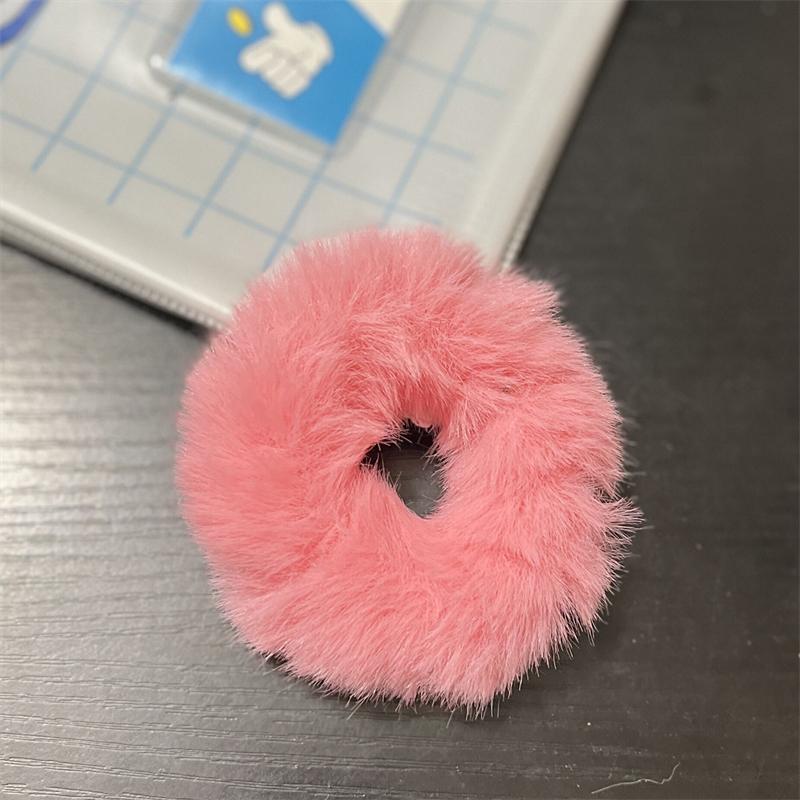 Elastic Faux Fur Hair Bands Scrunchies Vintage Girls Solid Ponytail Holder Rubber Headband Ties Fashion Women Hair Accessories