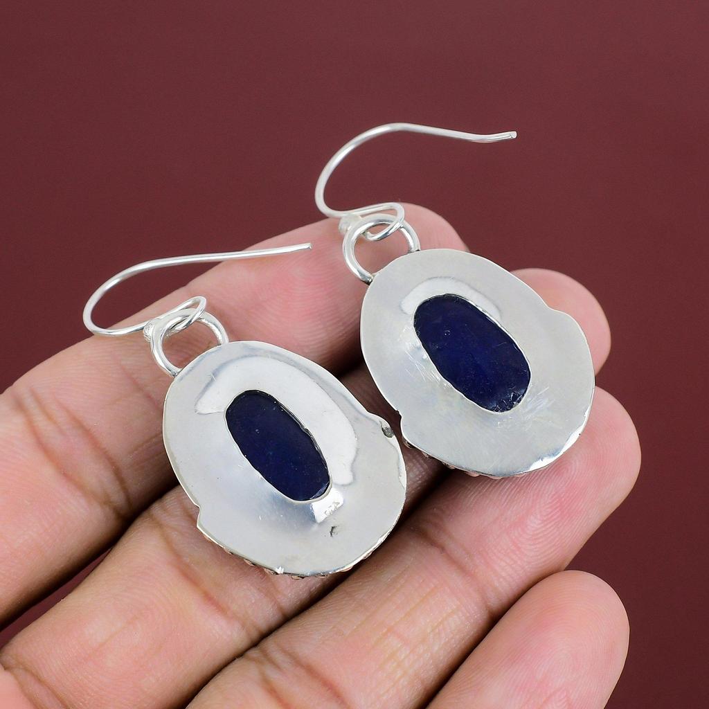 Faceted Blue Sapphire Earring Natural Gemstone Jewelry 925 Sterling Silver Earring Dainty Earrings Handmade Jewelry Engagement Gifts For Her