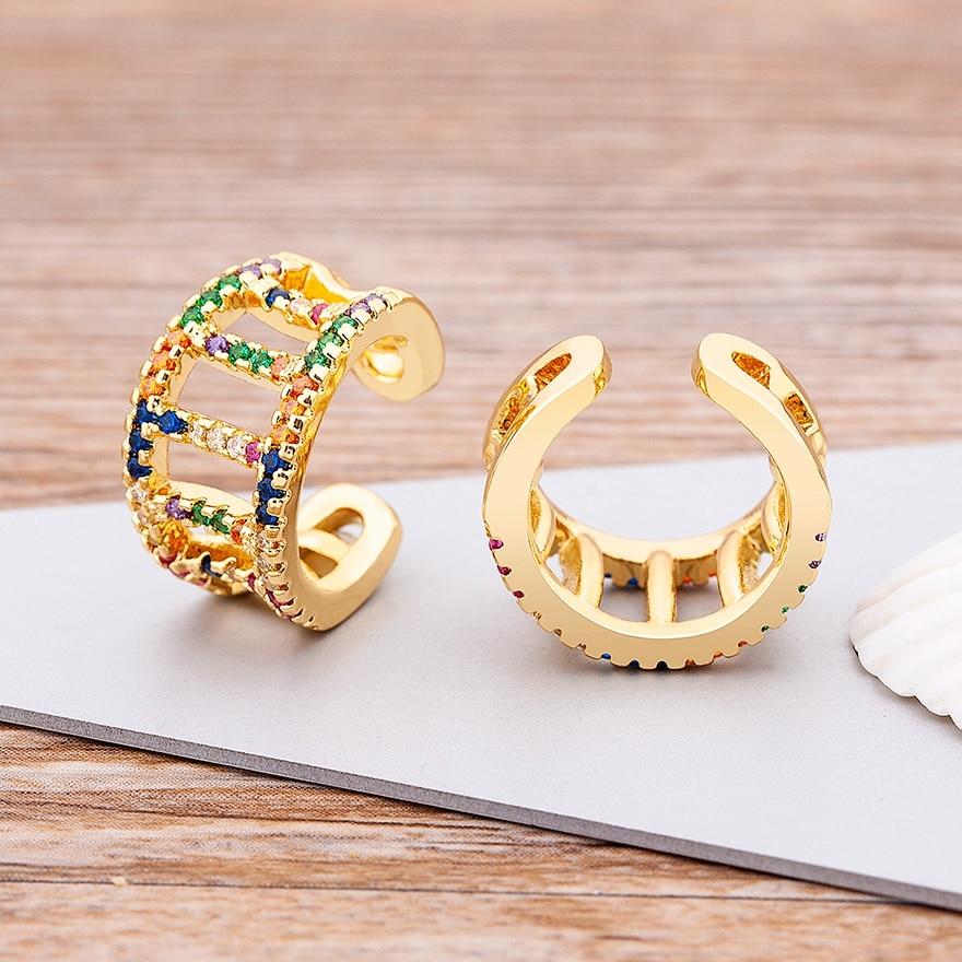 Fashion 13 Styles Copper Zircon Clip On Wrap Earring Tragus Body Jewelry Ear Cuff Clip Nose Ring Fake Piercing Snug Earrings