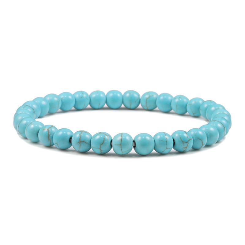 Vibrant Ethnic Style Turquoise and Porcelain Beaded Elastic Bracelet