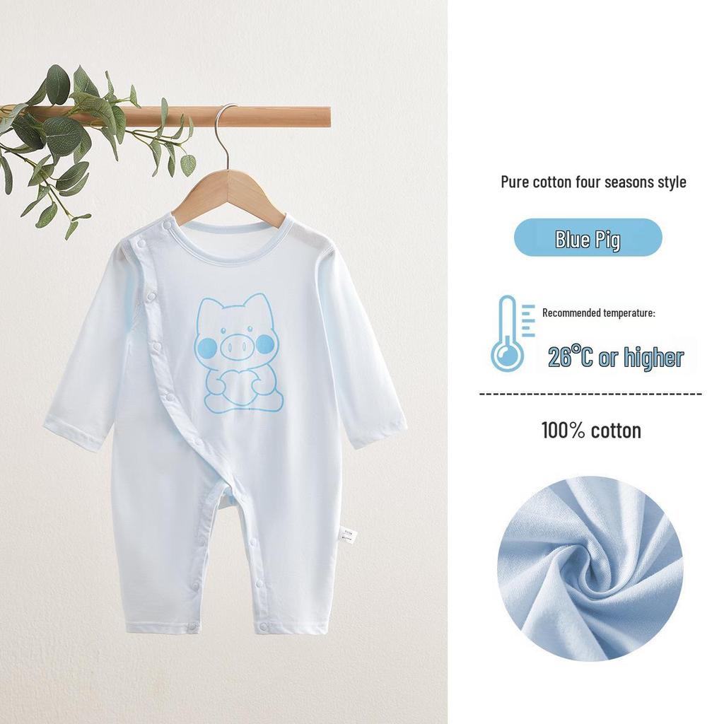 Spring & Autumn Baby Jumpsuit: Double Layer Belly Protection, Ultra-Thin Ice Silk Crawling Bodysuit, Boneless Close-Fitting Pajamas