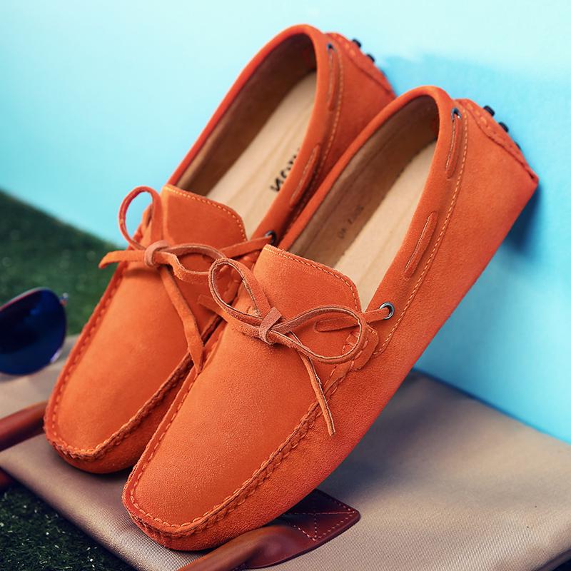 Blue Leather Suede Loafers Men Casual Shoes Moccasins Handmade Slip On Men's Flats Fashion Men Shoes Male Driving Shoes Size 48