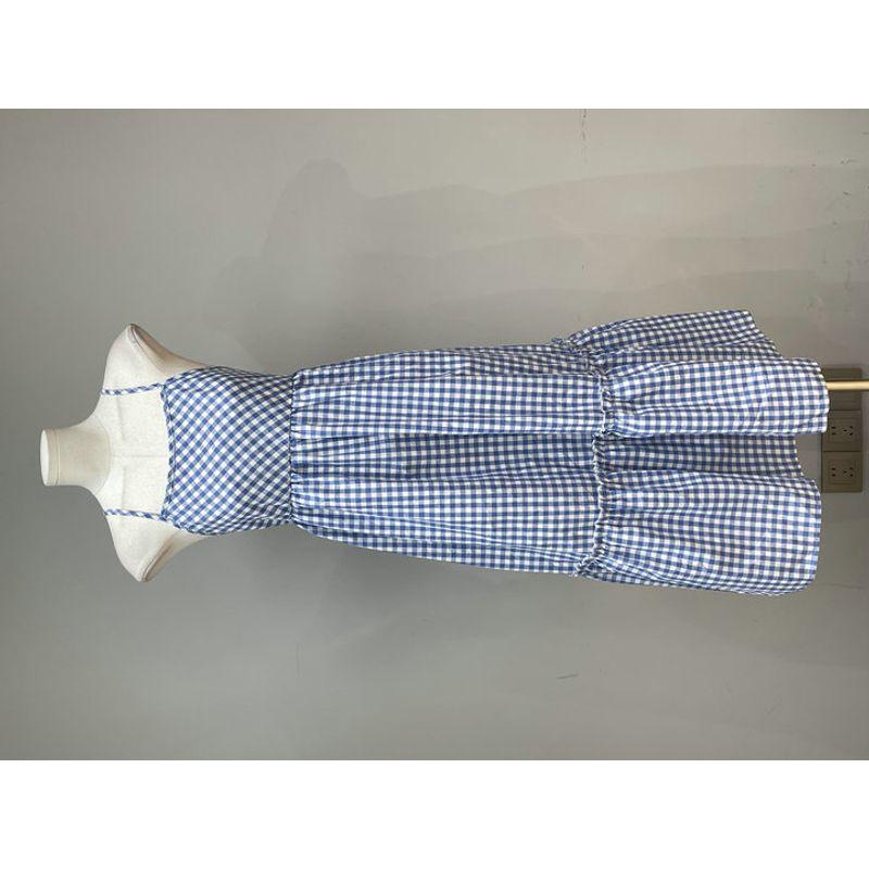 

Spring C- Bit Fresh Sweet Blue and White Plaid Sling Dress Slimming High Cool Long dress Figure color XL