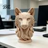 Wildlife Themed Room Decor 3D Printed Wolf Head Figurine, Realistic Statue with Round Base, Wild Animal Sculpture for Home Office Bookshelf