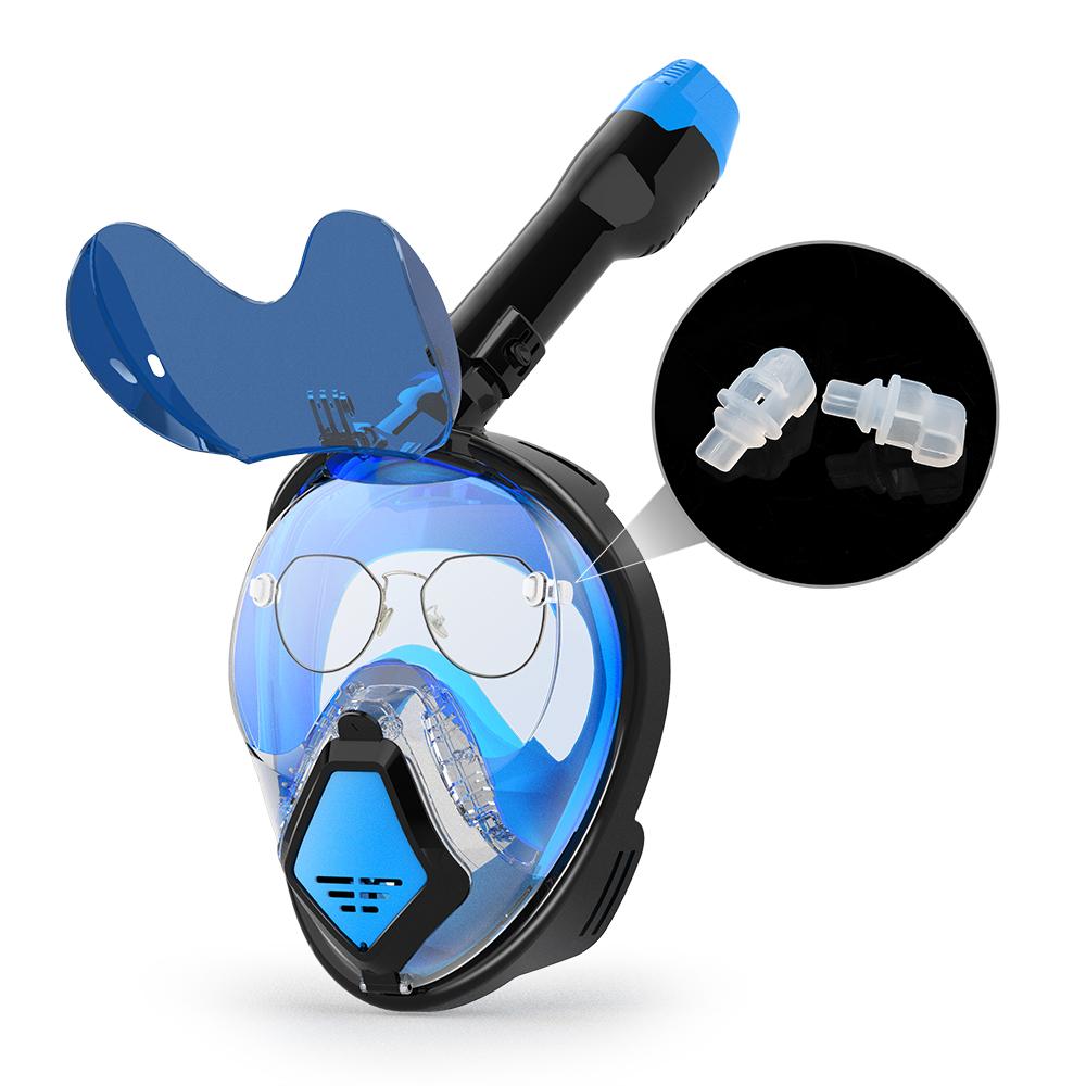JUNHAIINS Full Face Snorkel Mask Scuba Diving Mask for Adult Goggles Underwater 180° View Transparent Swimming Sunshade Lens