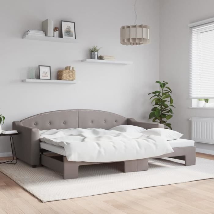 VidaXL Lit de jour avec lit gigogne taupe 90x200 cm tissu 3197533