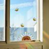 Kreative Sonnenblume Kleine Biene Glastür und Fenster Antistatische Fensteraufkleber