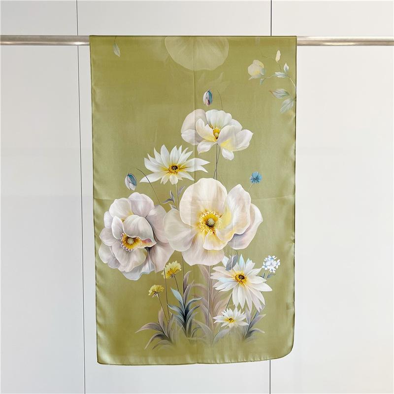 Silk Plain Crepe Satin Long Silk Scarf for Women