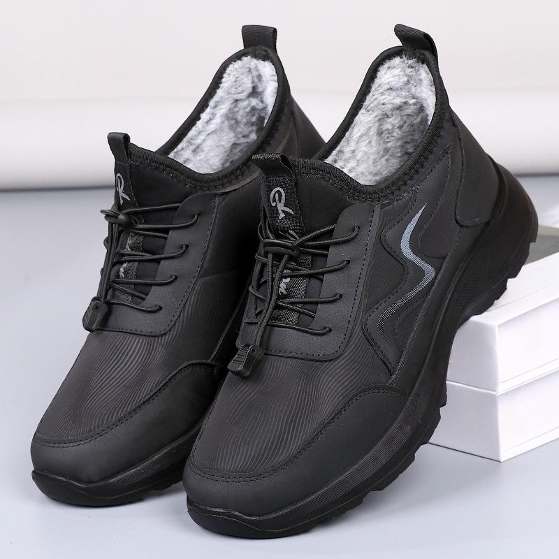 Fleece and Thickened Cloth Shoes, Men's Waterproof and Anti-slip Mid-soled Sports Shoes