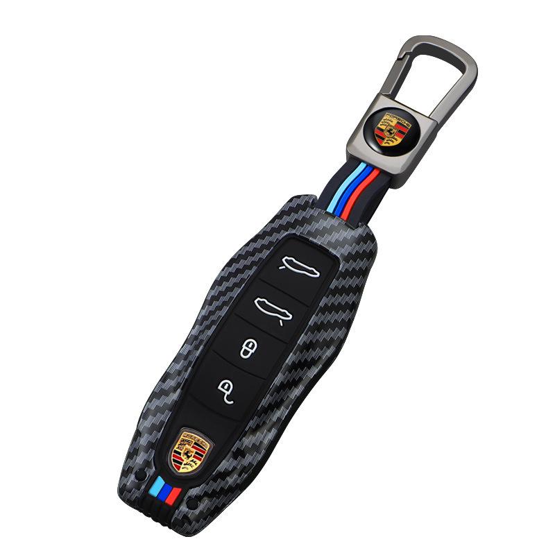 Porsche Carbon Fiber Texture Key Shell for Cayenne, Macan, Panamera, 911, 718