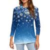 Mote dame casual revers kort 3/4 ermet juleprint skjorte dame knapp opp topper