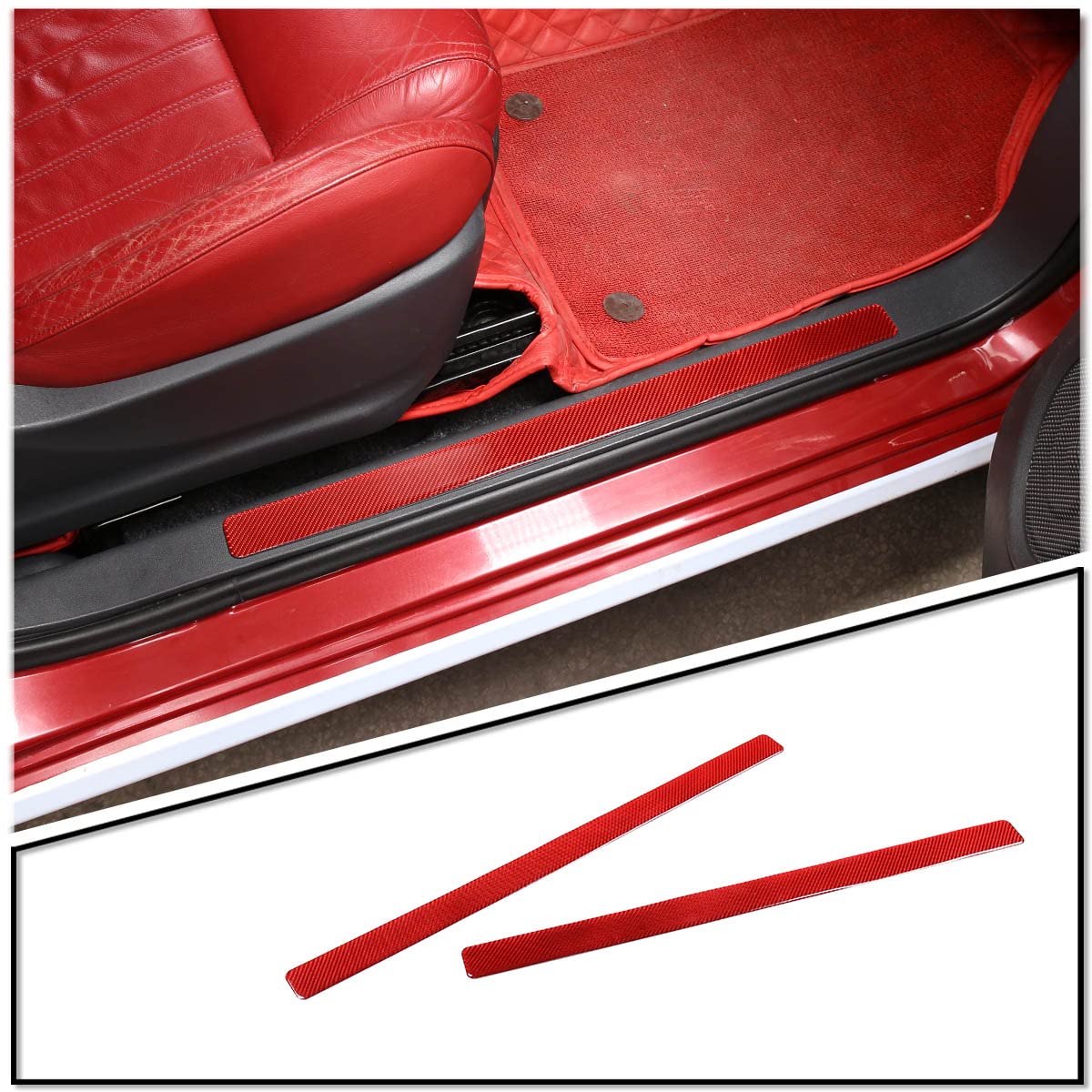 

Hcilloend Side Step Side Scuff Plate Covers for New Fiat 500 Luxury Scratch Scratch Stain Carbon Easy Interior Custom Car Carbon Fiber Set of 2