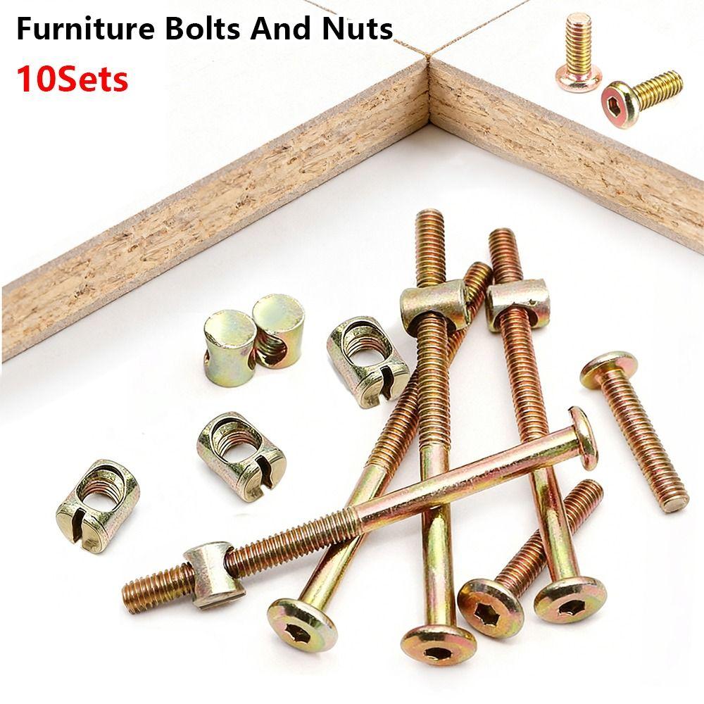 10Pcs 40-100mm M6 Furniture Bolts  for Bed Frame Chair Cabinet Furniture Assembly