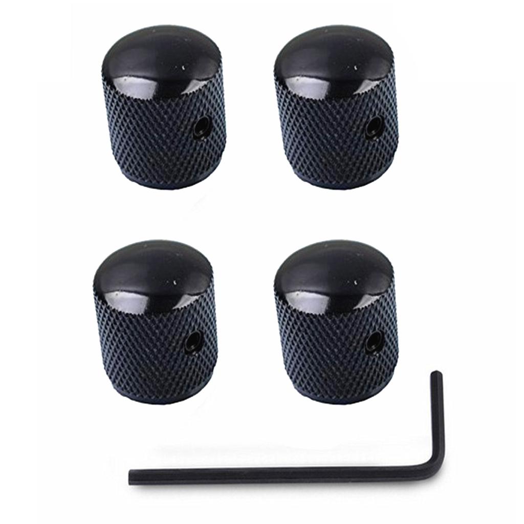 Pack of 4 Round Shape Metal Guitar Knobs Metal Guitar Accessories Perfect for Electric Guitar and Bass Volume Control