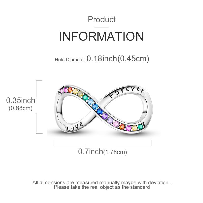 Eternal Love 925 Sterling Silver Charms Pendant DIY Jewelry Gift for Women Bracelet