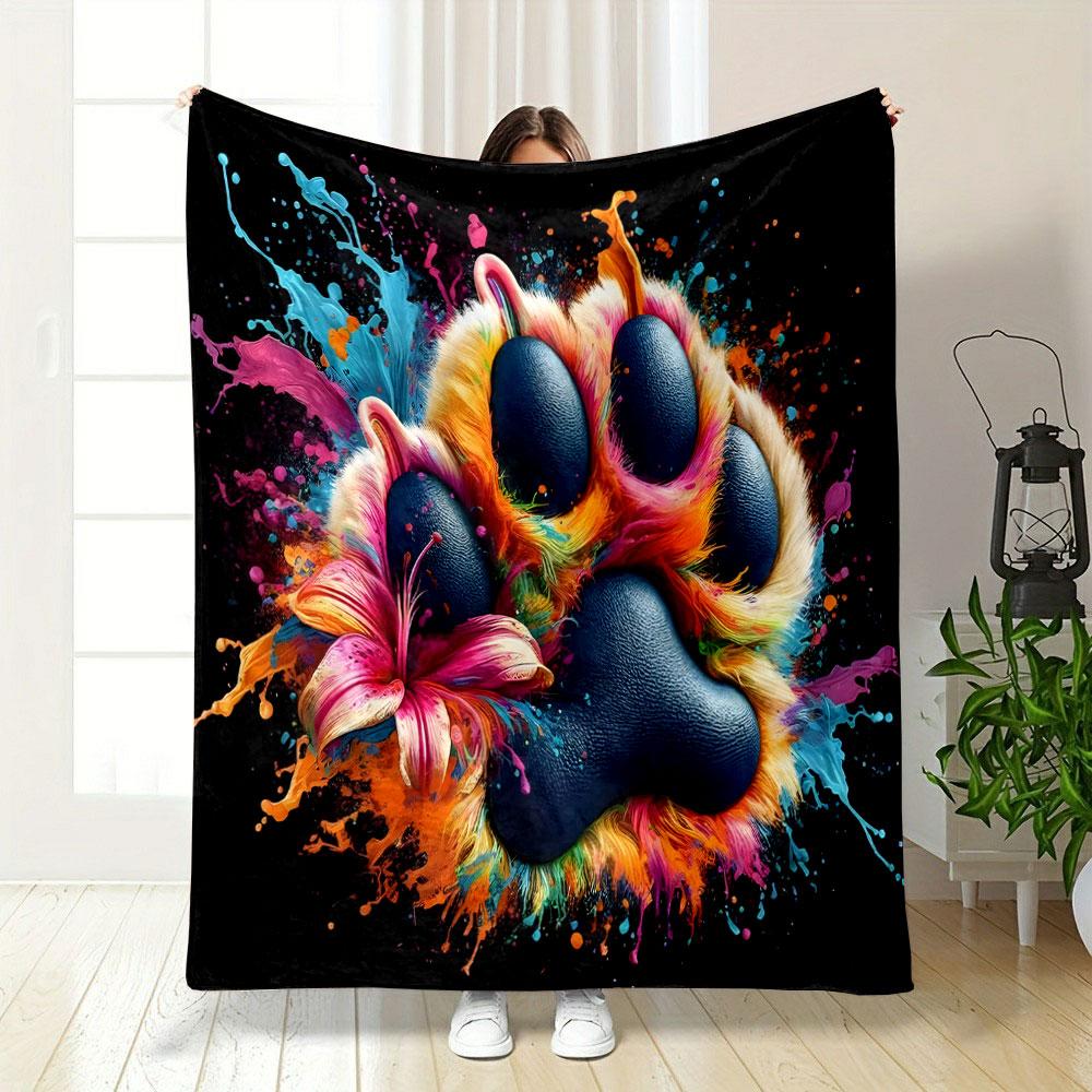 Colorful Paw Print Explosion Print Blanket Soft and Cozy Perfect for the Living Room Bed Sofa or a Nap,gift