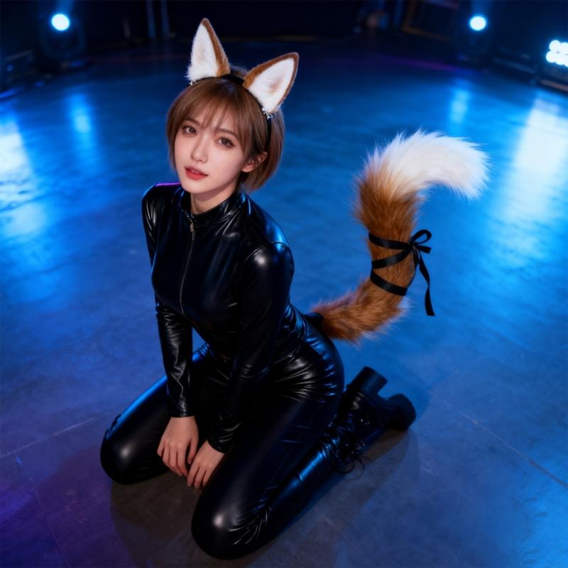 Multiuse Furry Plush Cats Tail Hair Clip and Bendable Tail Props Cosplay Costume Accessories For Women Teens Anime Event