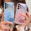 Gradient Crystal Rose For Samsung S 25 S25 Edge S25Ultra S8 S9 S10 20 U ltra S21 Pro S22 Plus S23 FE S24 Ultra Glass Phone Case